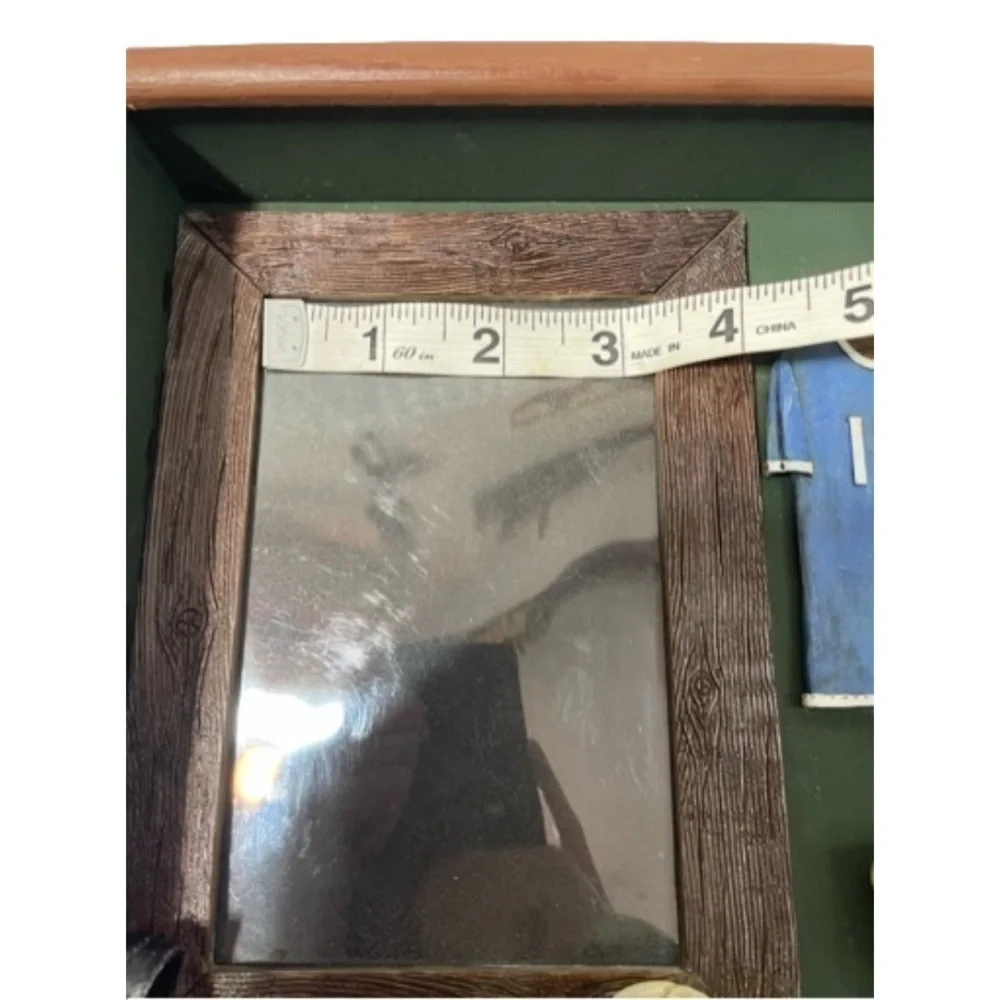 Vintage Grannycore, Eclectic Grandpa Soccer Memorabilia Picture Frame Shadow Box